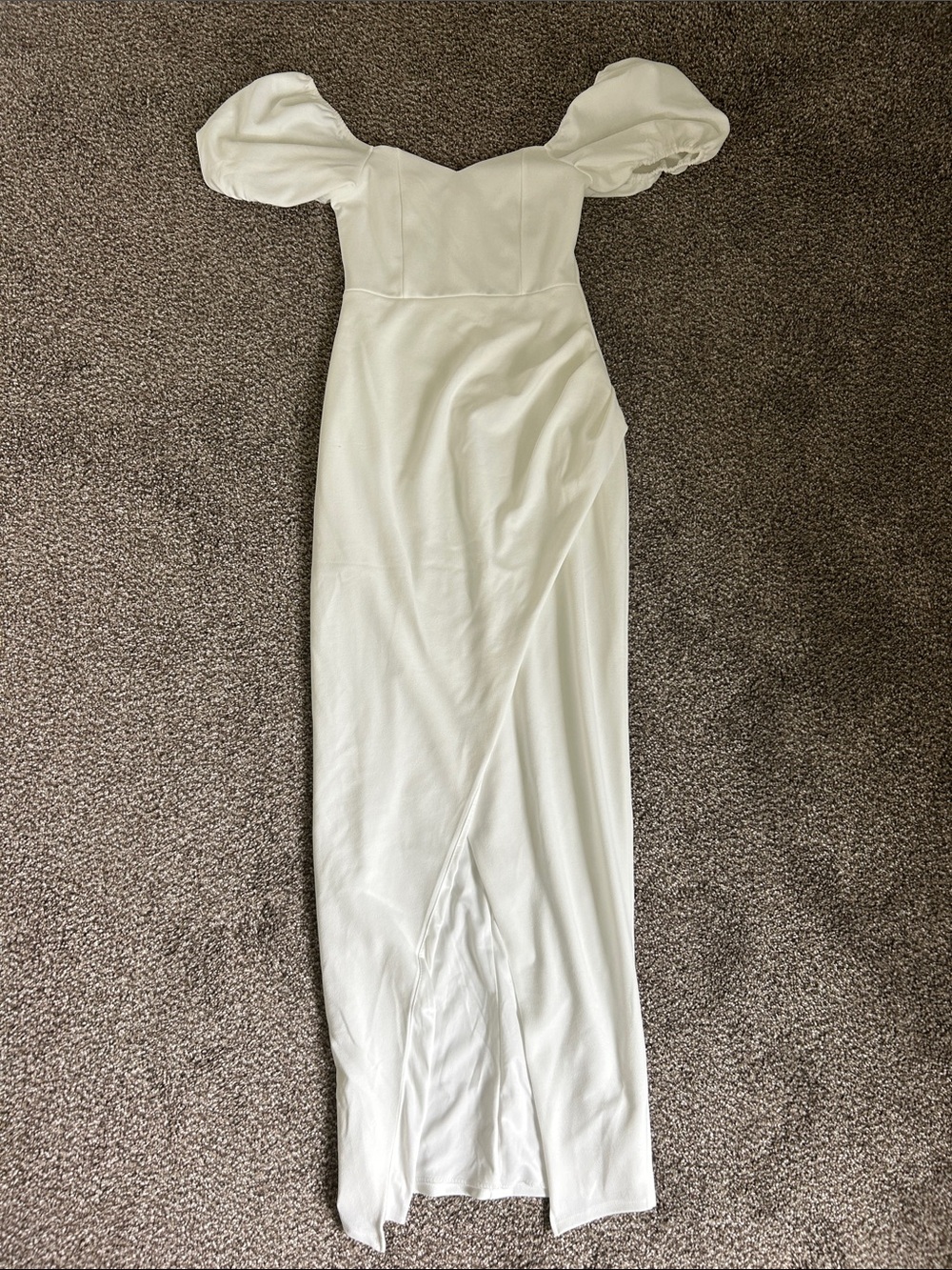 Lulu's Ivory Puff Sleeve Maxi Dress